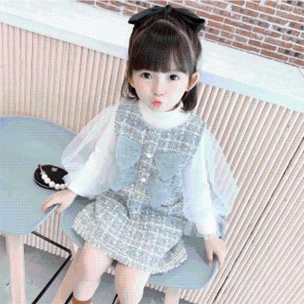 

clothing sets children dress spring fashion costomes long sleeve bubble skirt two-piece suit vestidos design casual dresses for girls, White