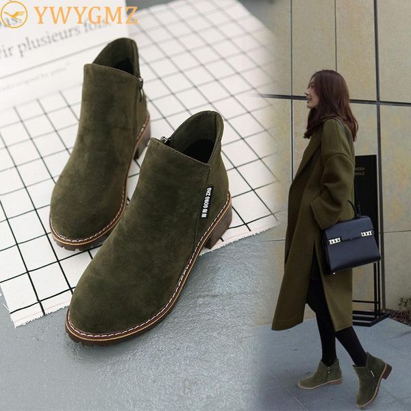 

boots nausk women party autumn winter flock classic zipper snow ankle suede warm fur plush shoes, Black
