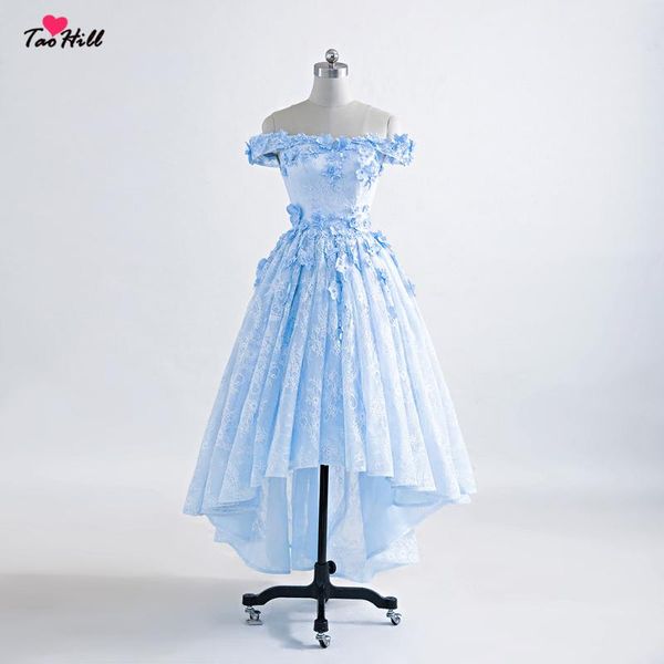 

party dresses taohill evening dress elegant women a-line strapless sweetheart neck flower short front and long back blue lace prom, White;black
