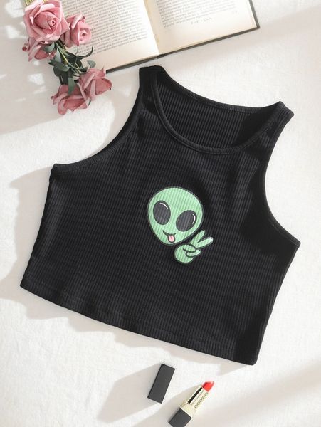 

letter graphic rib-knit tank y6fa#, White