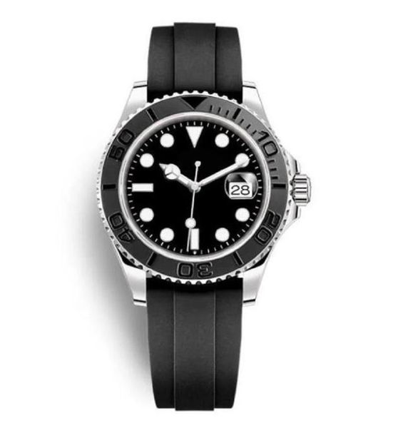 

wristwatches rose gold silver black ceramic bezel men sapphire glass automatic mechanical yacht rubber watch 40mm, Slivery;brown