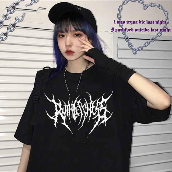 

women's t-shirt oversized tshirt women harajuku vintage aesthetic gothic cotton t-shirts korean graphic tees punk hip hop, White