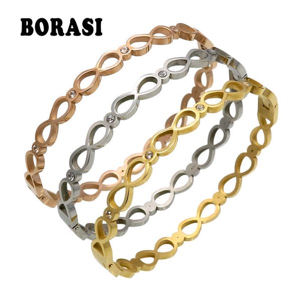 

unique design luxury brand jewelry pulseira stainless steel bracelets & bangles rose gold color infinite bracelet for women q0719, Black