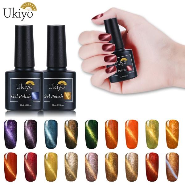 

ukiyo 10ml 3d cat eye gel nail polish soak off uv long lasting cat's magnetic lacquer varnish hybrid art, Red;pink