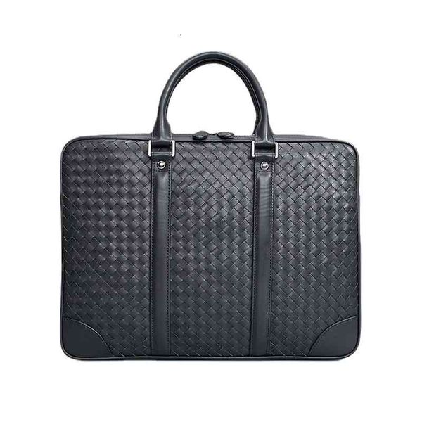 

handbag leather men's briefcase high-end hand woven business computer bag