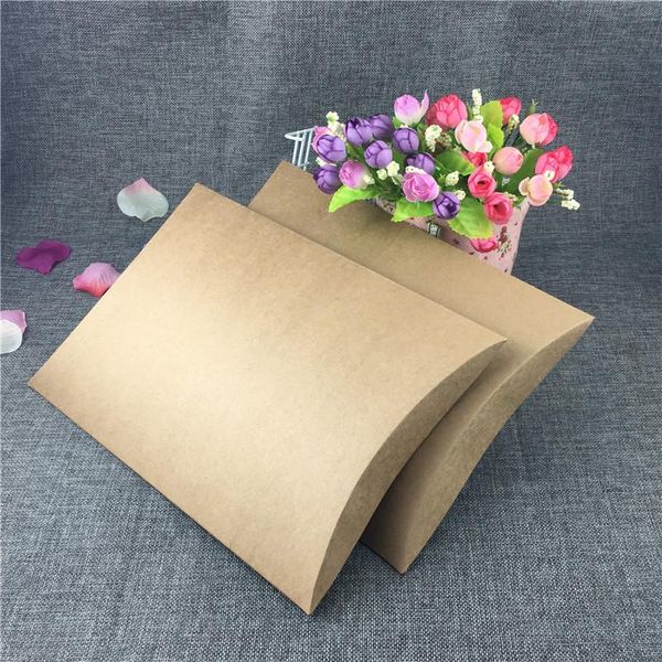 

gift wrap 50pcs/lot kraft paper pillow shape box wedding carry cases jewelry boxes chocolate case accept custom logo