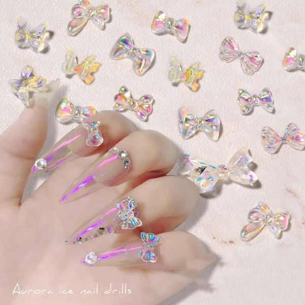 

nail art decorations 1bag aurora colorful butterfly/bow mixed size 3d different shapes designs bowknots manicure accessories h&*, Silver;gold