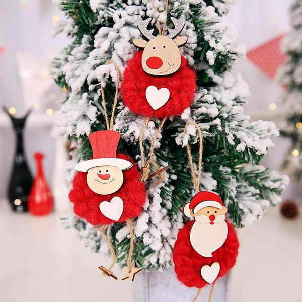 

christmas decorations 3pcs/set lovely xmas hanging pendants heart santa clause snowman deer doll tree ornament decoration for home