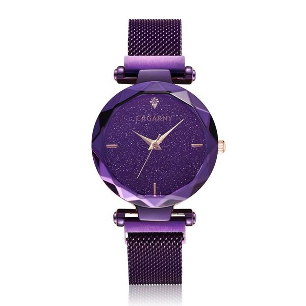 

wristwatches 2021 cagarny fashion trend stainless steel strap quartz watch diamond classic flash golden purple women relogio masculino, Slivery;brown