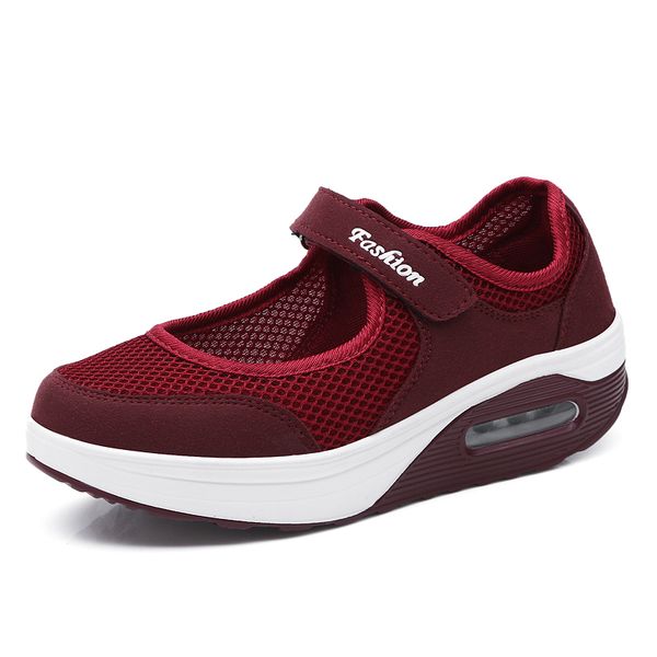 

women mesh sneakers breathable 2021 woman hook loops womens non slip wedges ladies casual female walking shoes plus size 43