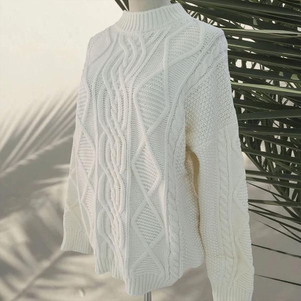

autumn winter pullovers women sweaters loose warm thicken oversized knitted sweater female casual white, White;black