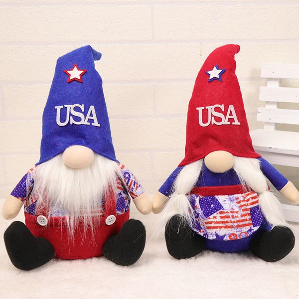 

factory wholesale 50% off new american independence day long hat dwarf doll national day ornaments home decoration products, Blue;gray