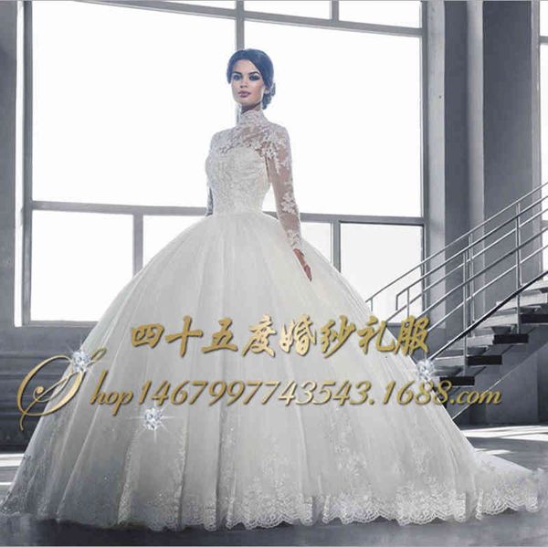 

new 2021 spring and summer simple temperament waist tailed bride white wedding dress, Black;gray