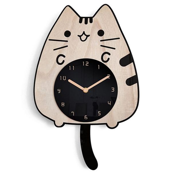 

wall clocks 3d cartoon cats clock home decoration children room decor wagging tail creative quiet quartz digital swinging