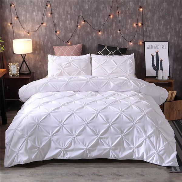

bedding sets 2/3pcs home duvet cover  set 3d solid color quilt covers winter simple comfortable bed line pillowcase with