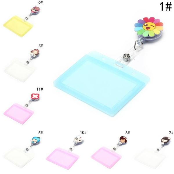 

card holders 1pcs pretty cartoon cute retractable badge reel student exhibition id name holder, Brown;gray