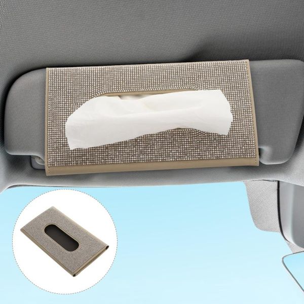 

gift wrap car sun visor tissue box pu leather rhinestone paper holder accessory
