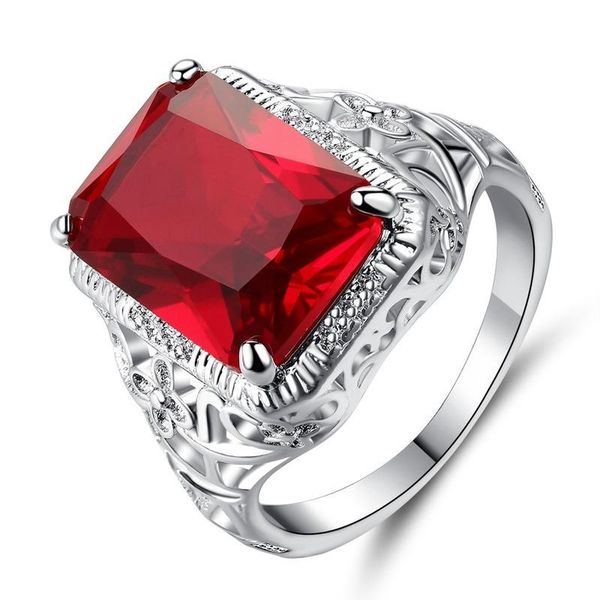 

wedding rings selling temperament red engagement ring hollow generous zircon jewelry ladies birthday valentine's day gift, Slivery;golden