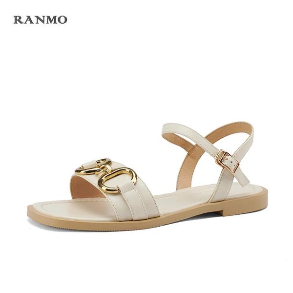 

women's sandals metal decoration casual comfortable summer outdoor everyday commuter shoes leather, Black