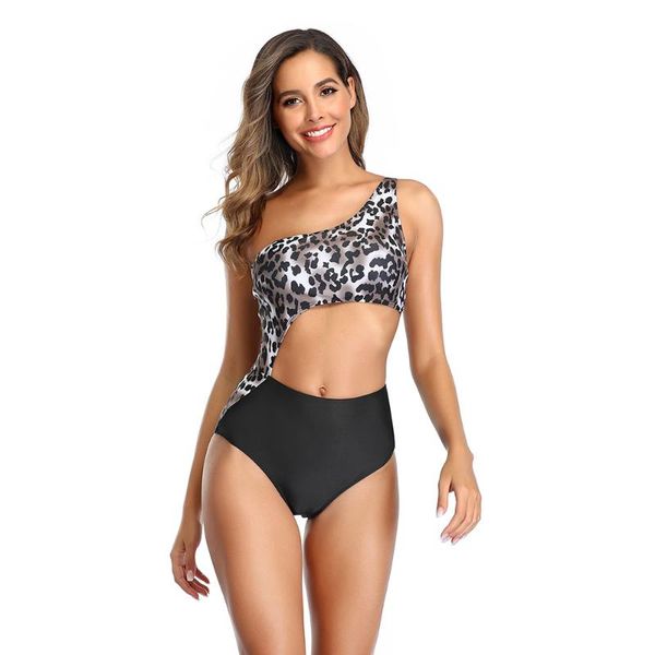 

women's swimsuits solid one-piece swimsuit one-shoulder bodysuit comfortable printed swimwear women monokini drop suits