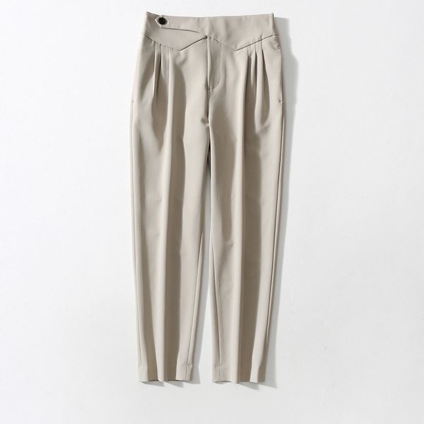 

fashionable pants spring style upper body looks slim, high waist, nine point trousers, tapered casual, Black;white