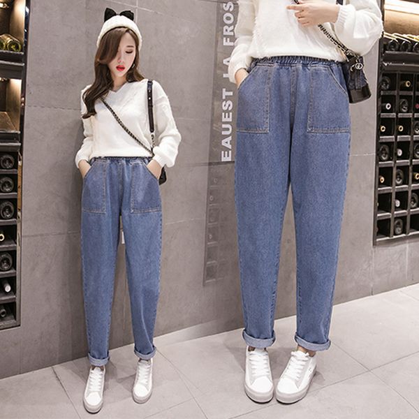 Damenjeans mit hoher Taille, modische Haremshose für Damen, zerrissene Boyfriend-Jeans, Übergröße 210519