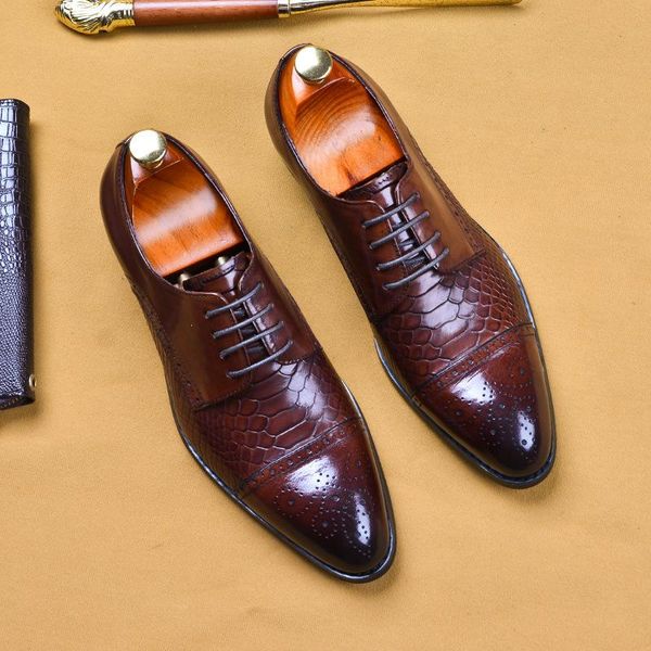 

dress shoes 2021 pointed leather men's fashion hair business, Black