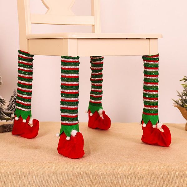 

chair covers 4pc christmas leg socks cloth floor protection pads elf table cover anti-slip legs furniture feet sleeve