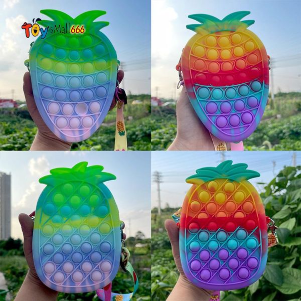 

fidget toys pencil case fruit push bubble sensory squishy stress reliever autism needs anti-stress rainbow toy for children pineapple/strawb