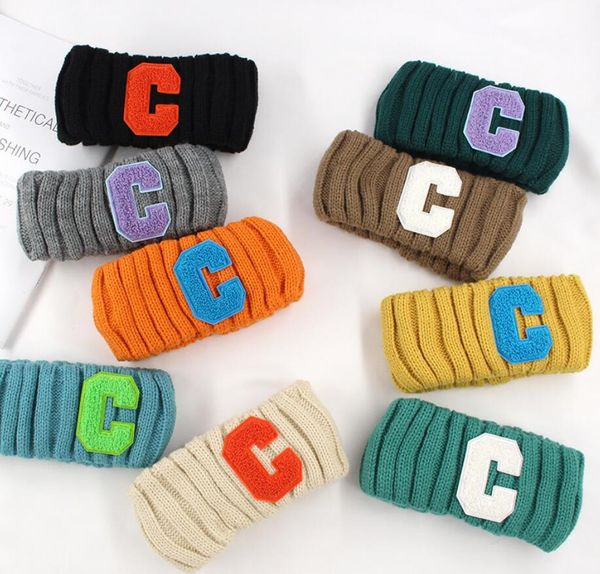 

9 color brand designer letter printing headbands autumn winter wool knitting hairband headwrap girls outdoor sports keep warm hairhoop hair, Silver