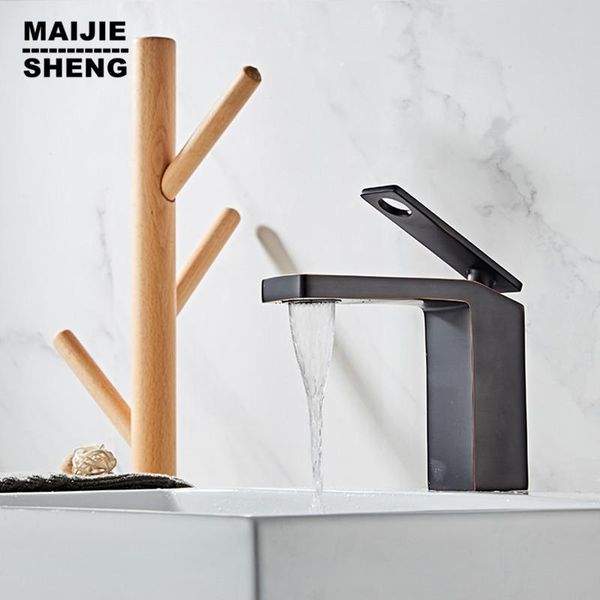 

bathroom sink faucets single hole oil black basin faucet waterfall mixer water tap