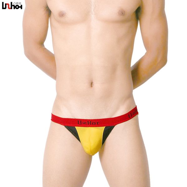 

uzunderwear vent men's high cross briefs taobao 13006 yellow, Black;white
