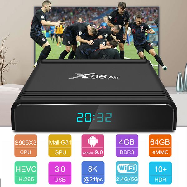 4 ГБ 64 ГБ X96 Air Android 9.0 TV Box Amlogic S905X3 Quad Core BT Поддержка голоса Remote Dual WiFi SmartTV