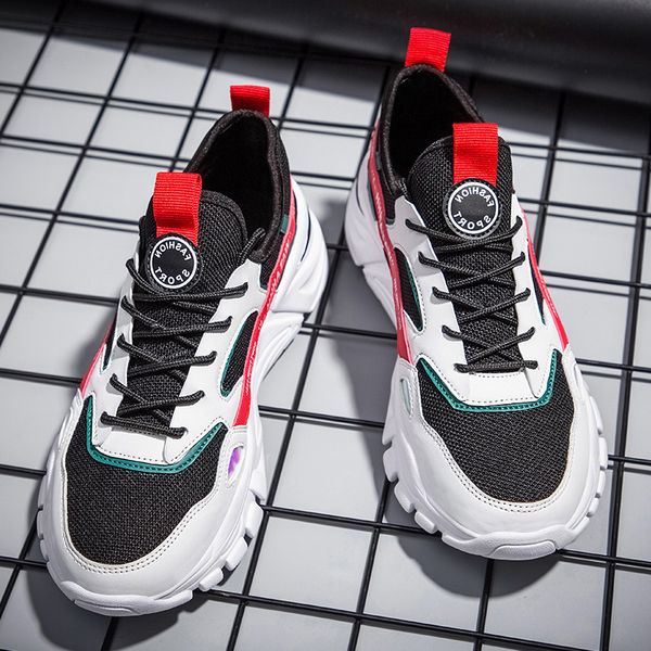 

women mens sport trainers size running shoes gray black blue red white sunmmer thick-soled wear-resistant runners sneakers code: 02-0895, White;red