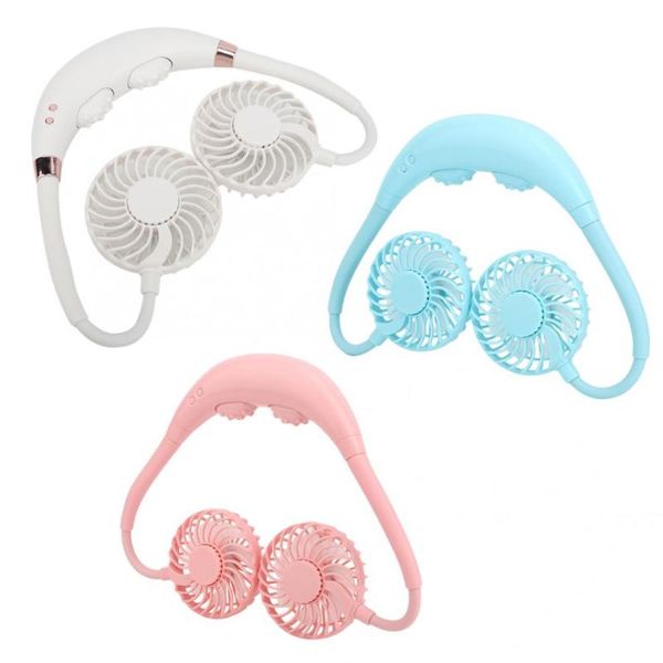 

electric fans outdoor portable hand-neck hanging fan usb rechargeable cooling with massage function tool