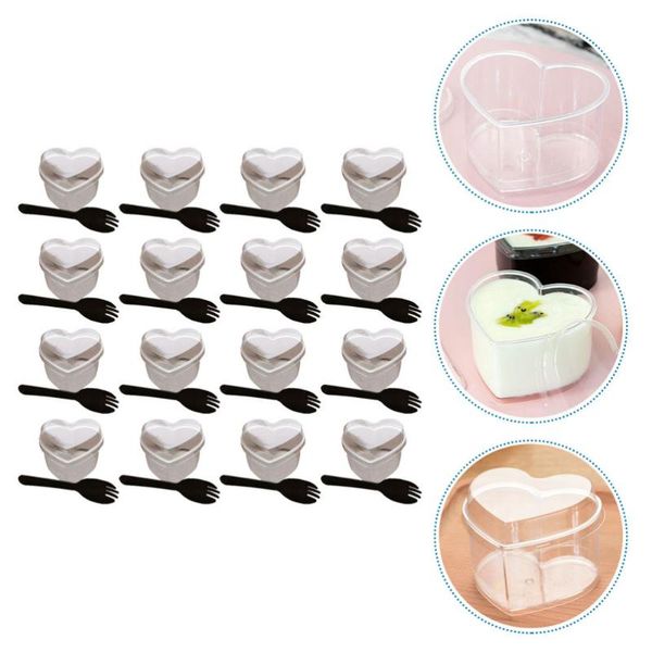 

sets heart shape pudding cups ice cream cup disposable dessert & straws
