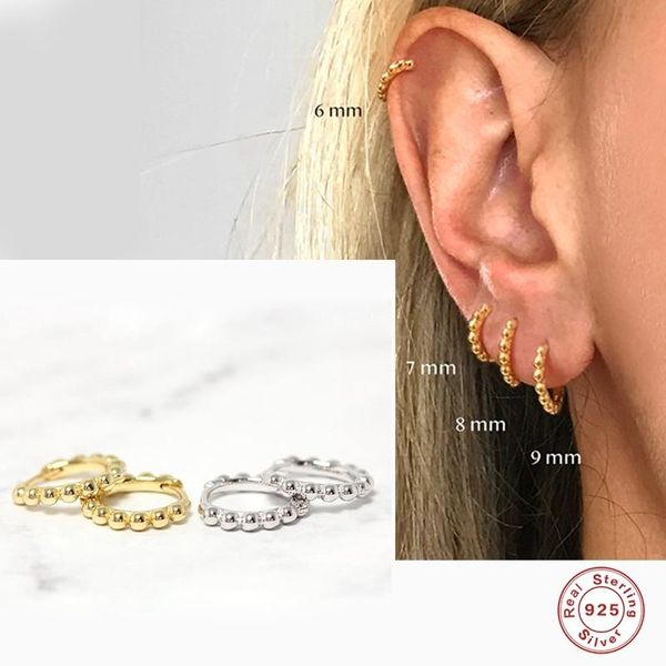 

hoop & huggie aide aros de plata ley 925 mujer ear bone buckle earrings for women men minimalis pendient valentine's day gift, Golden;silver