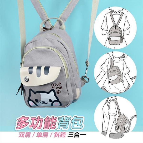 

neko atsume cat backyard anime multifunctional shoulder bag school backpack