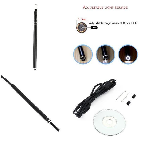

mini cameras 2-in-1 hd visual usb ear spoon cleaning endoscope earpick with camera care tool kit dom668