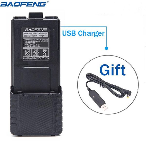 

walkie talkie baofeng uv-5r bl-5 3800mah li-ion battery with car charger cable for uv-5re bf-f8hp two way radio