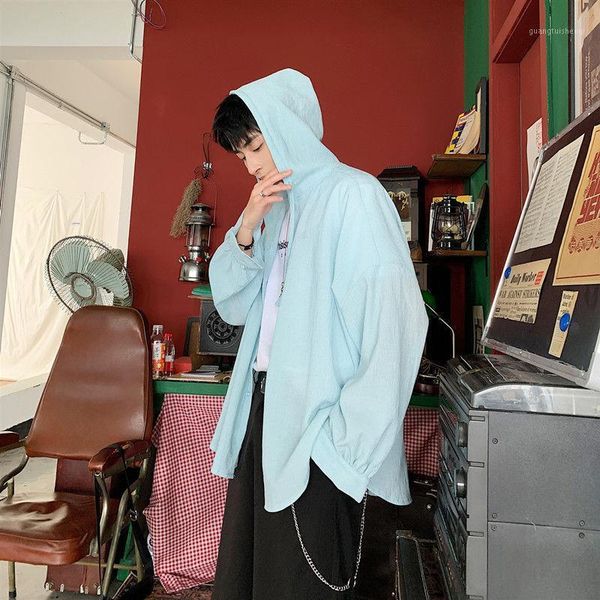 

men's jackets ewq / wear couple long-sleeved sunscreen clothes 2021 summer cardigan hooded thin style oversize coat for male 9y2778, Black;brown
