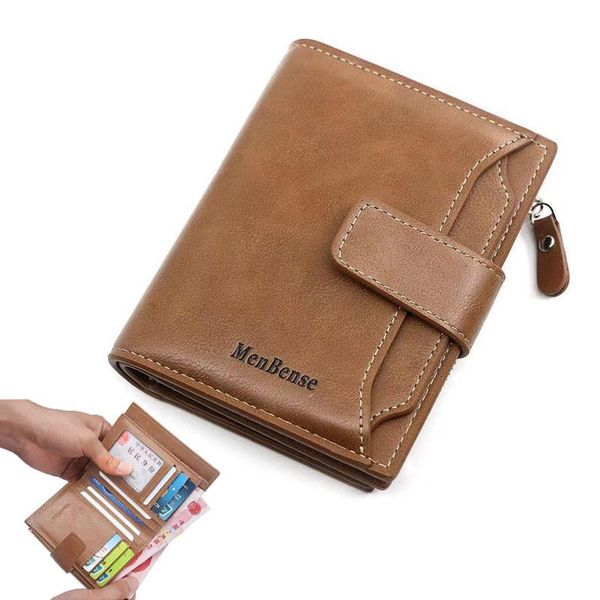 

men's short wallet european and american fashion multifunctional coin purse card holder pu leather retro hand wallets, Red;black