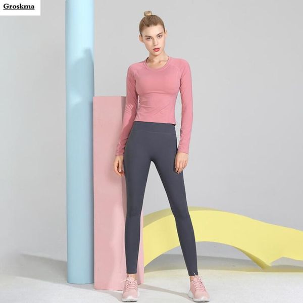 

yoga outfit high waist leggings+long sleeve t shirt women two piece set fitness gym sportswear running suits ropa deportiva mujer