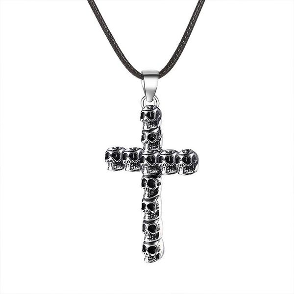 

gothic punk hip hop skull cross pendant necklace creative cool accessories for men women fashion party nightclub jewelry gift necklaces, Silver