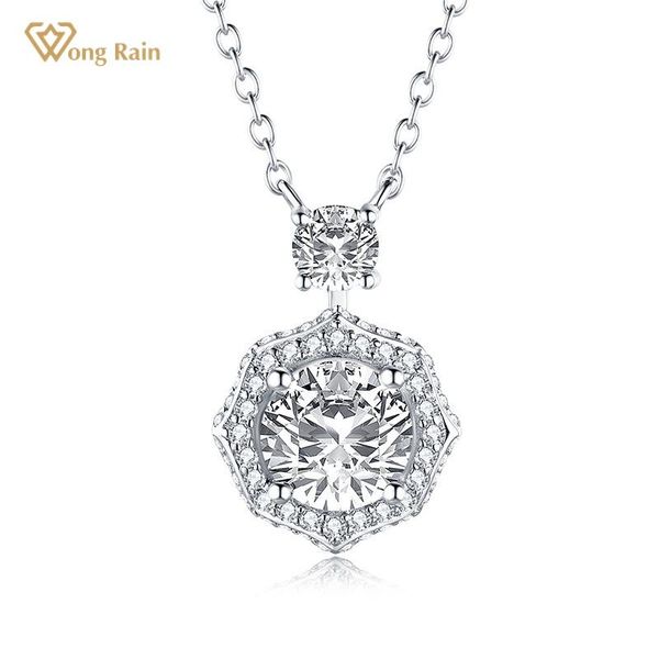 

wong rain 925 sterling silver round cut created moissanite diamonds gemstone pendant necklace engagement fine jewelry wholesale chains
