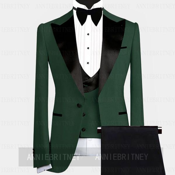 

men's suits & blazers 2021 fashion green mens suit 3 pieces custom made grooms weeding slim fit tuxedo blazer jacket pants with vest se, White;black
