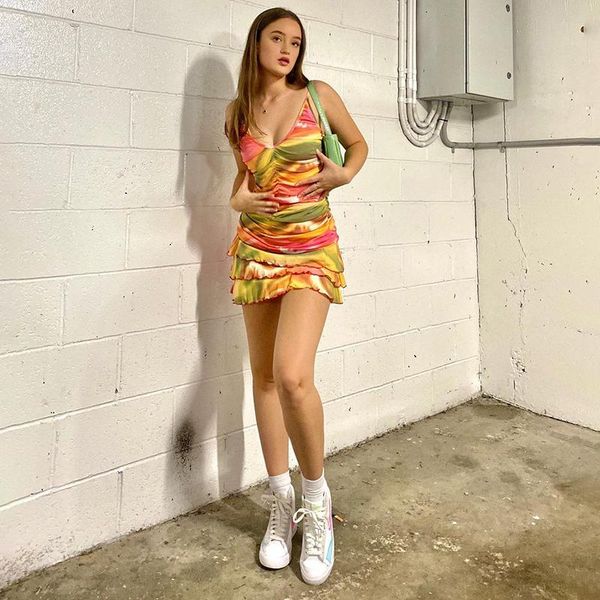 

casual dresses y2k summer tie dyed layered ruffles dress street style women ladies suspender v-neck mini flare a-line sundress party, Black;gray