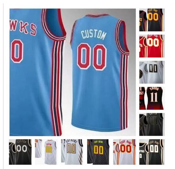 

custom printed trae 11 young bogdan 13 bogdanovic john 20 collins cam 22 reddish rajon 7 rondo men woman kids youth basketball jerseys, Black;red