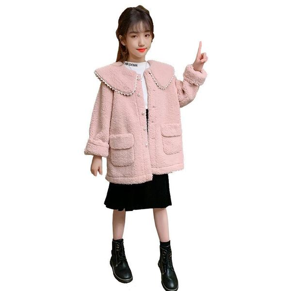 

jackets children girls coat baby's kids winter jacket 2021 outwear for girl pink thicken warm clothes infant outdoor fleece cute, Blue;gray