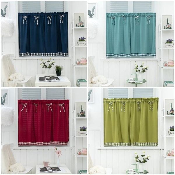 

short curtain pastoral half-curtain bow-knot decor elegant bay window drape cafe small drapes bedroom home decoration &